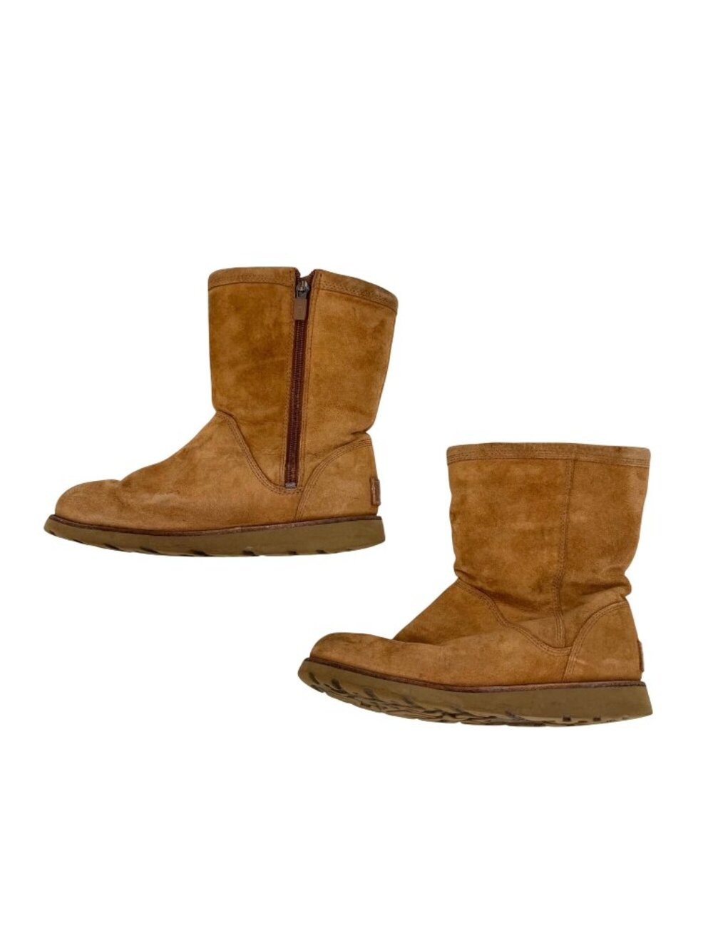 UGG SELIA CHESTNUT BROWN SUEDE SHEARLING SHORT ANKLE BOOTS - 6